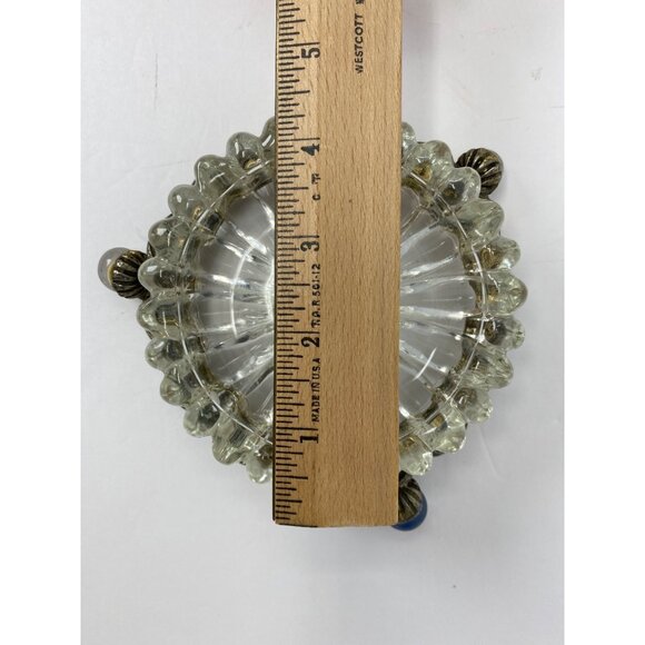 Vintage Glass Flower Ring Dish/Pin Dish/Ashtray Glass with metal base - Picture 6 of 7